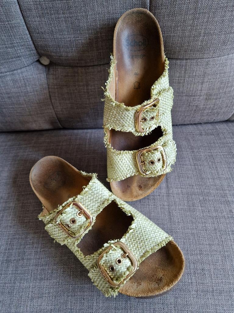 Slippers Scholl lichtgroen maat 40 = maat 39, Kleding | Dames, Schoenen, Slippers, Scholl, Verzenden, Zo goed als nieuw