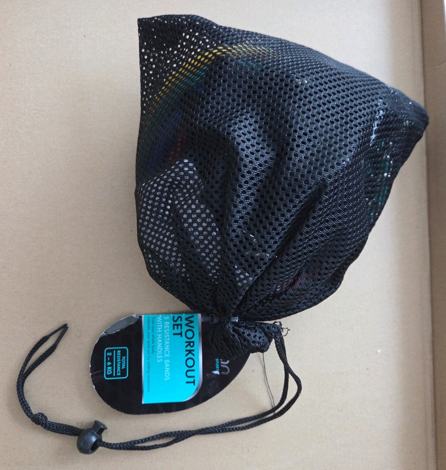 Workout set: 5 weerstandsbanden met handvatten, Sport en Fitness, Fitnessmaterialen, Ophalen of Verzenden, Nieuw, Benen, Weerstandband