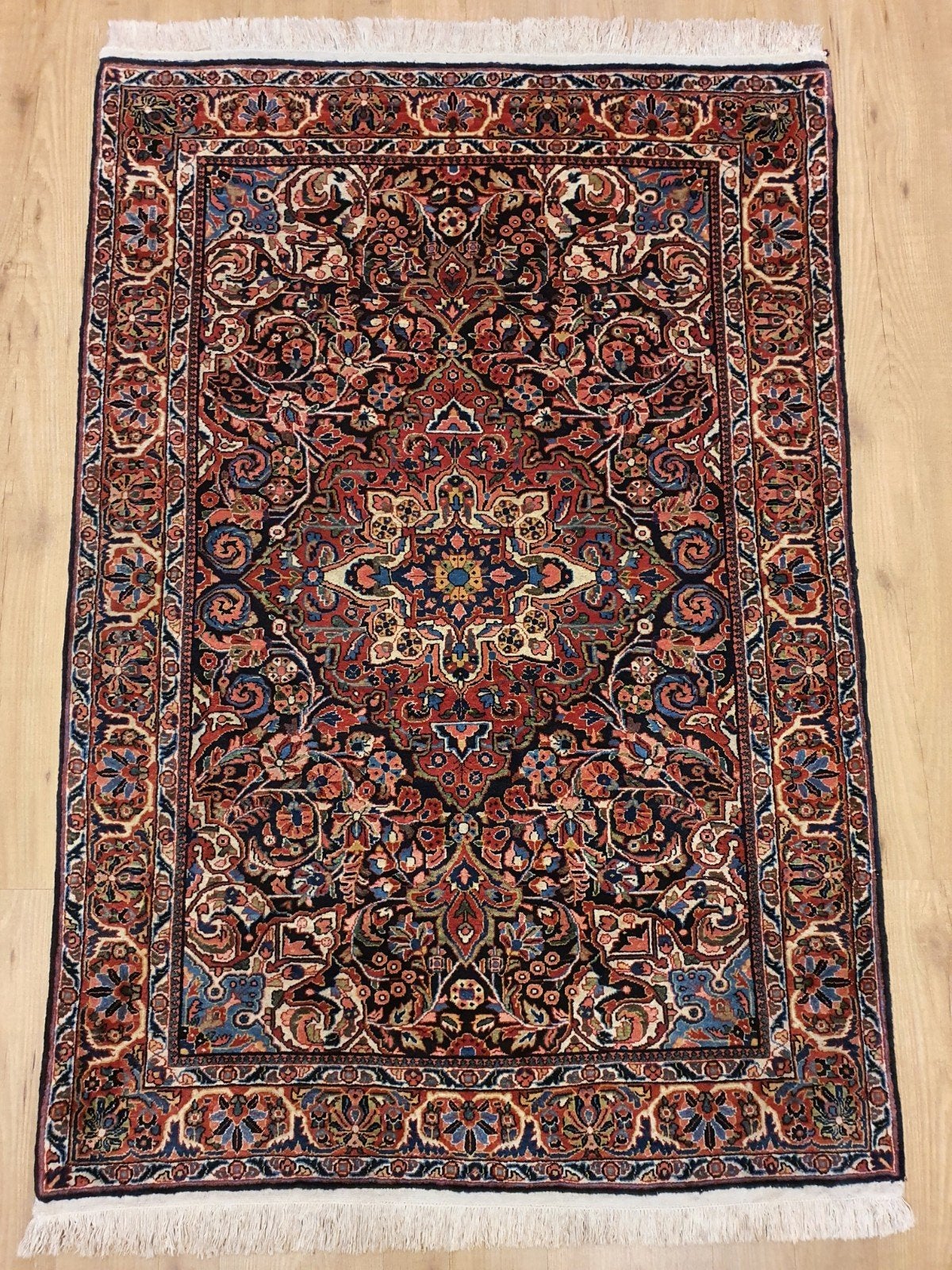 Vintage handgeknoopt perzisch tapijt sarough 164x104, Info@SlatsAntiek.nl, Tweedehands, 100 tot 150 cm, Perzisch