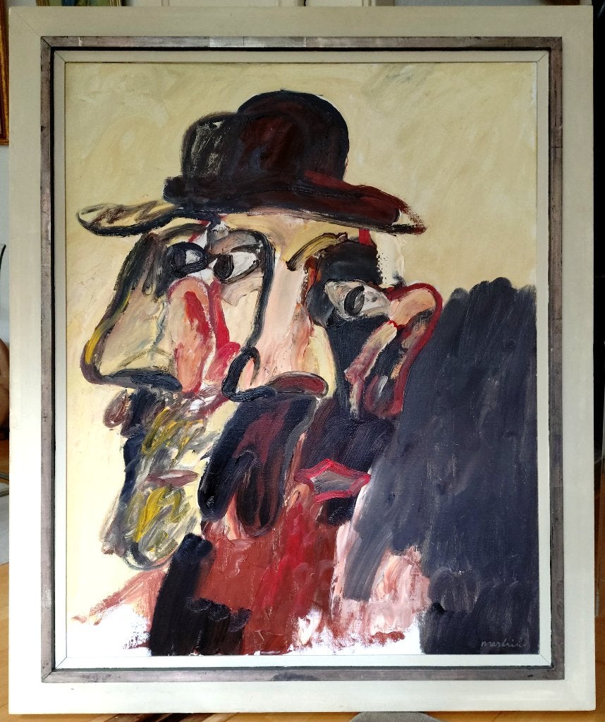 doek 100 x 80 cm = = Anton Martineau 1926-2017= = met boek, Antiek en Kunst, Ophalen