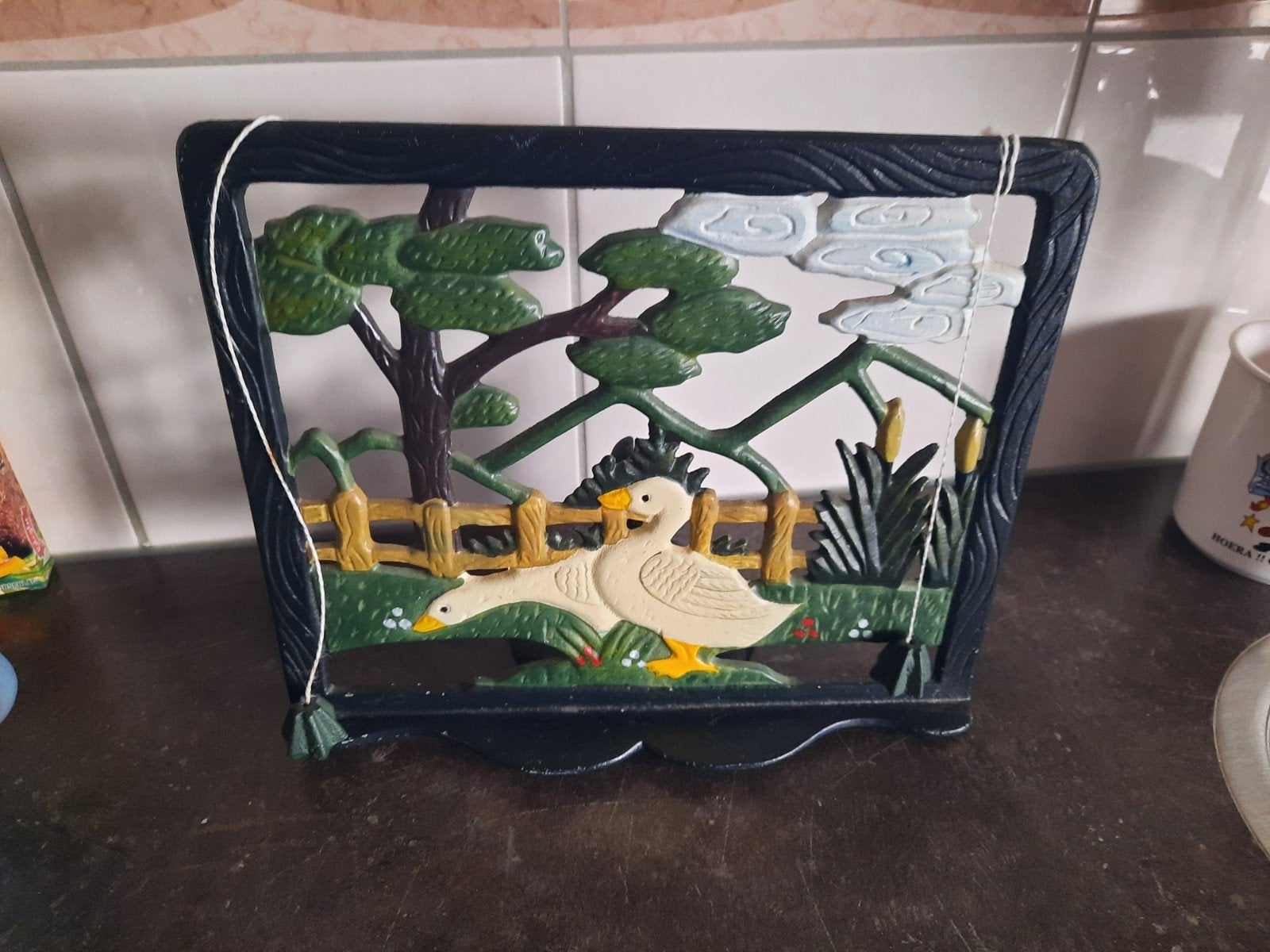 Decoratieve gietijzeren Kookboekhouder met Ganzenmotief, Ophalen of Verzenden