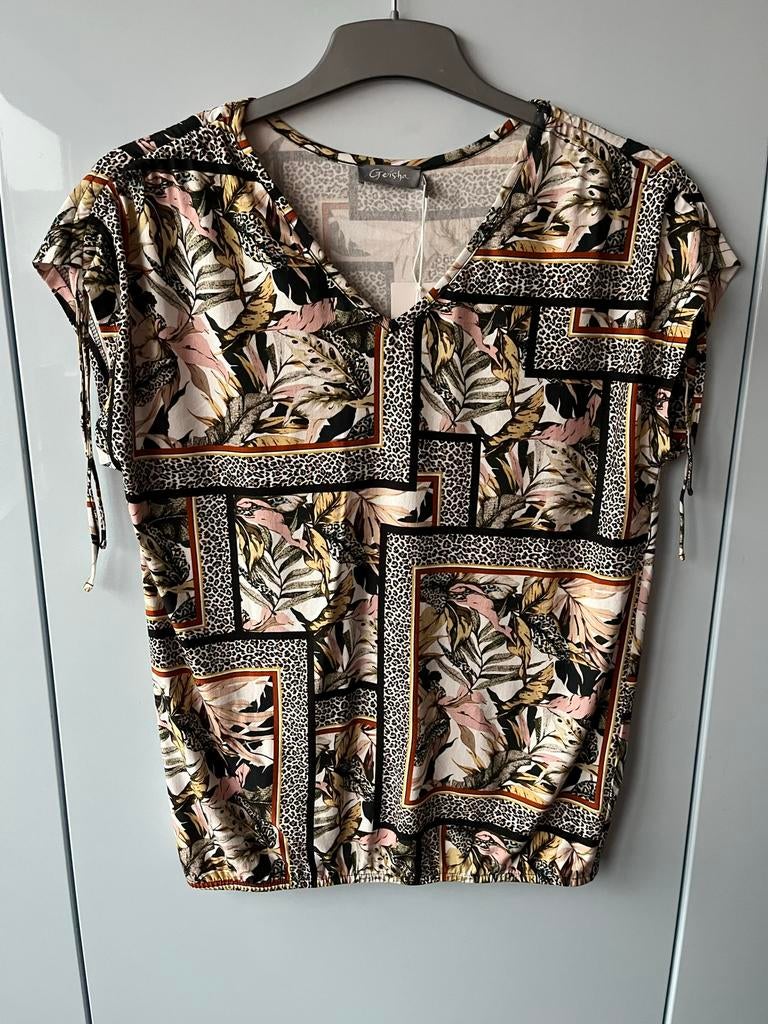 Geisha t shirt print luipaard maat 36 korte mouw nieuw, Ophalen, Nieuw, Maat 36 (S), Bruin