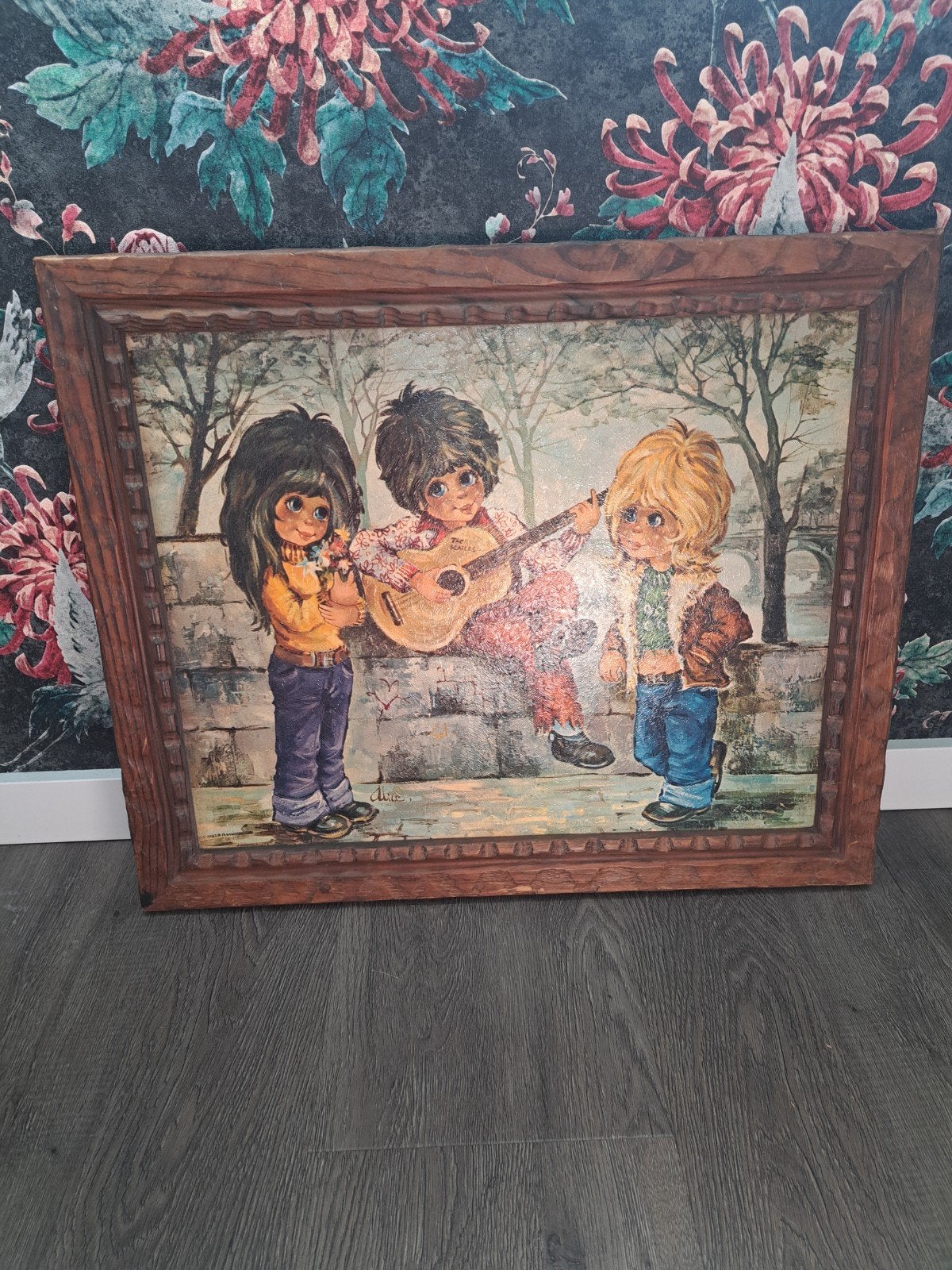 Vintage schilderij: Kinderen met gitaar, 'The Beatles', Ophalen, Vintage, Portret of Personen