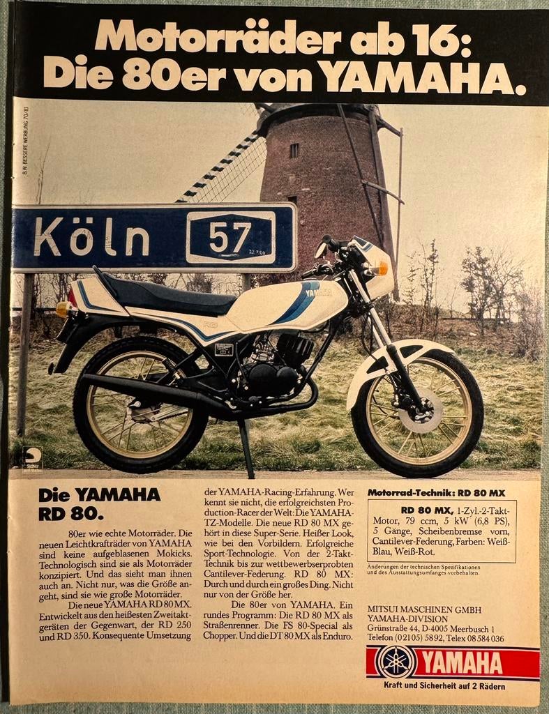Advertentie Yamaha RD80 MX, Verzenden, Zo goed als nieuw, Motoren