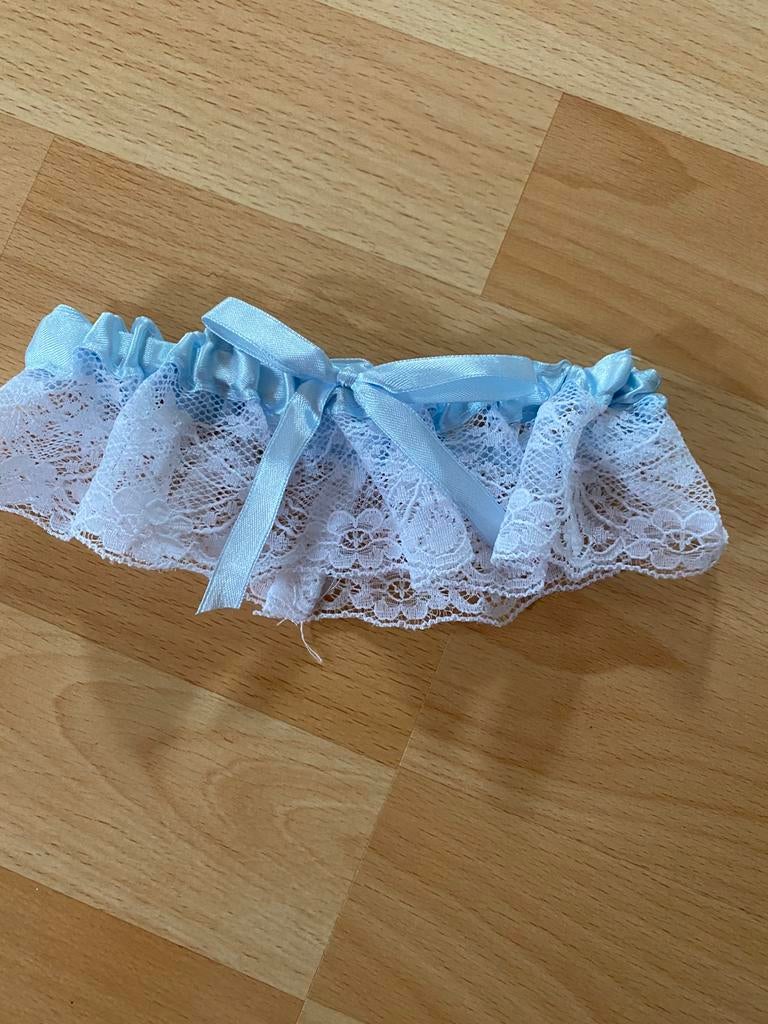 Nieuw kousenband blauw wit kant bruiloft trouwen, Ophalen of Verzenden, Nieuw, Blauw, Accessoires