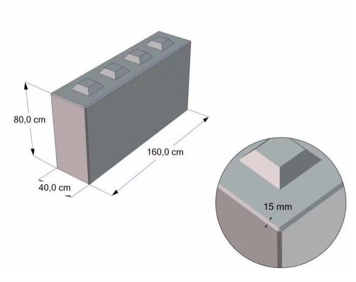 Betonnen stapelblokken 160x80x40 cm - Diverse hoeveelheden