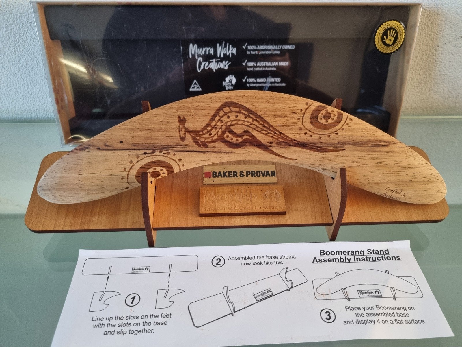 Orig,MURRA WOLKA ABORIGINAL BOOMERANG+STANDAARD,Doos,Nieuw!, Ophalen of Verzenden, Nieuw