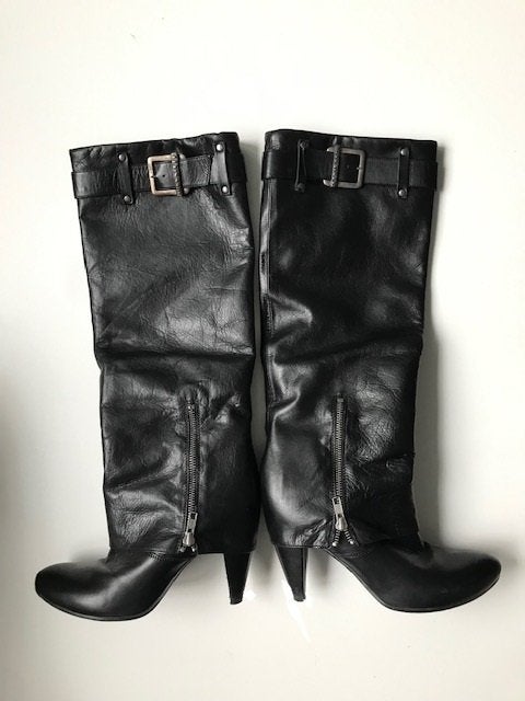 Miss Sixty Hoge Leren laarzen chaps zwart - Maat 39, Ritssluiting, Dressuur, Ophalen of Verzenden, Zwart
