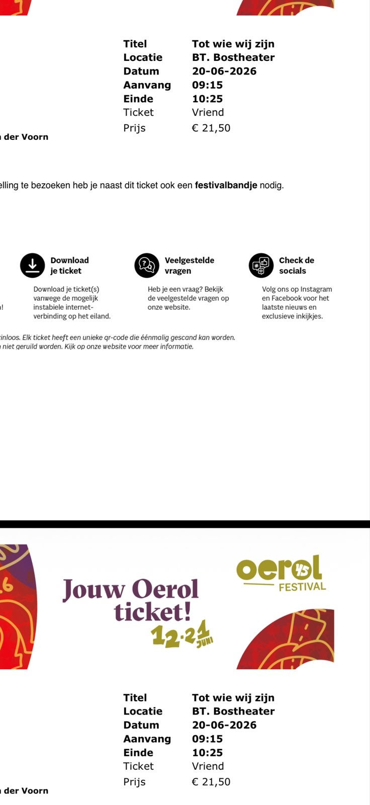 Oerol voorstelling 2x Tot Wie We Zijn (zaterdag 20 juni), Twee personen
