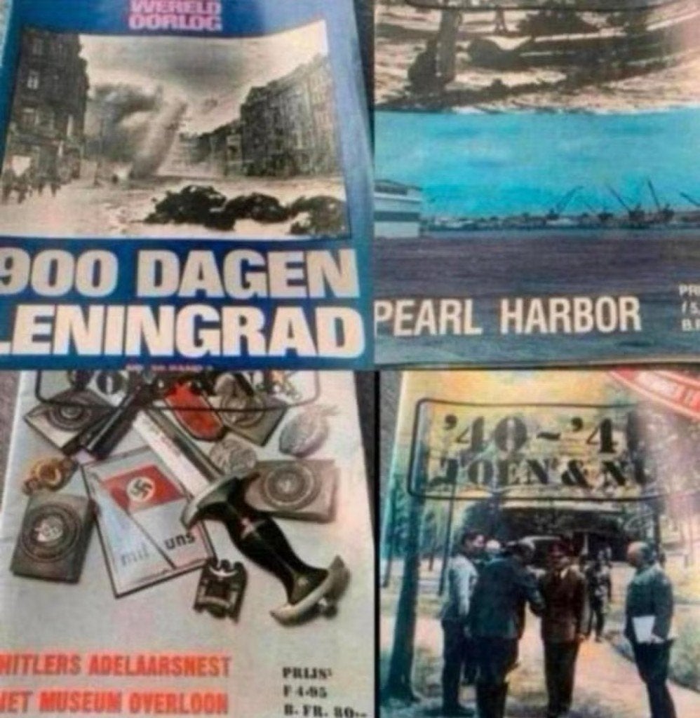 Vier unieke vintage historische bladen uit de periode 40/45, Ophalen of Verzenden, Boek of Tijdschrift