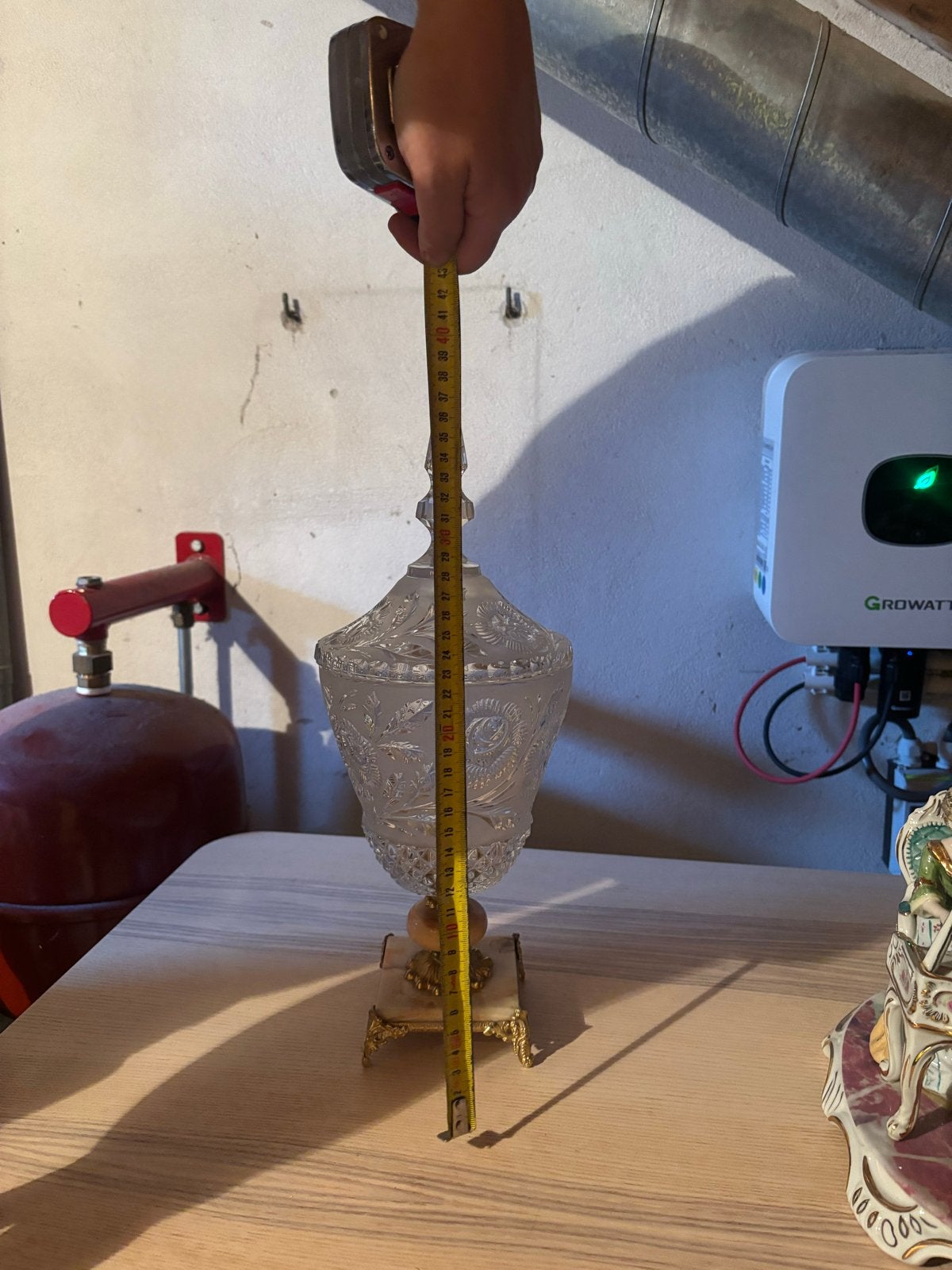 Decoratieve Kristallen Pot met Marmeren Voet, Ophalen of Verzenden