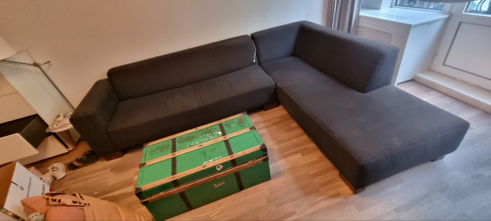 Antraciet Hoekbank (280x215 cm) - Gebruikt, Ophalen, Gebruikt, Vierpersoons of meer