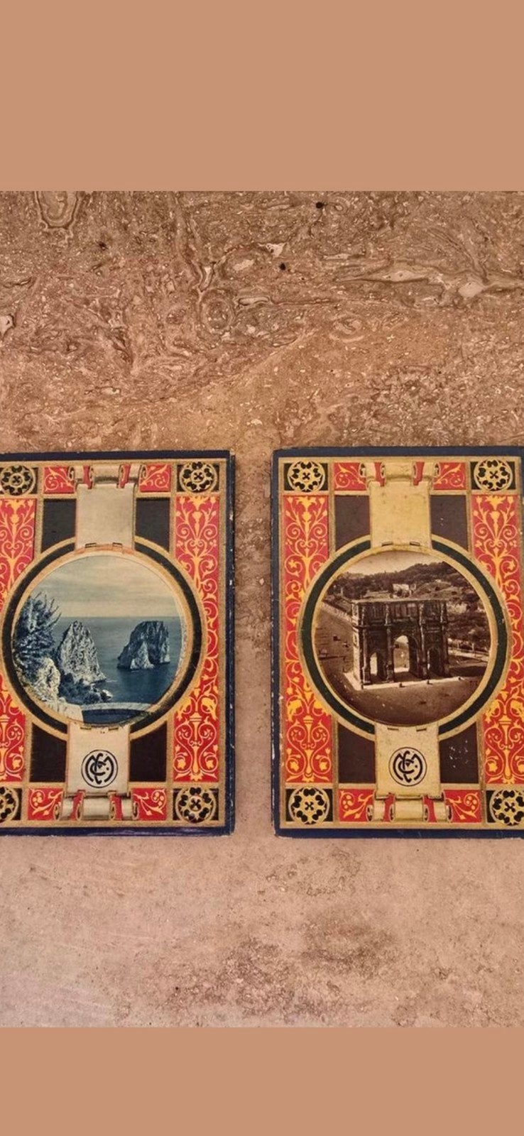 2 antieke Italiaanse Boekjes in Art Nouveau vol met foto's, Ophalen of Verzenden