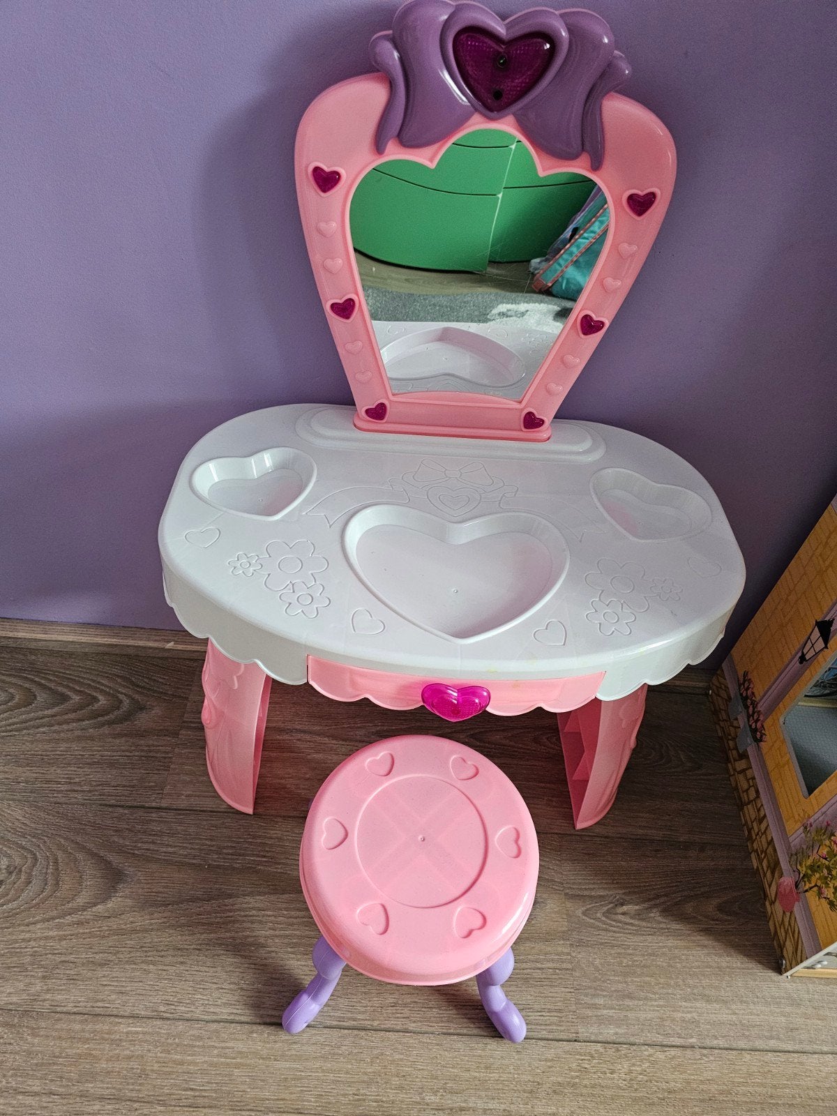 Roze kaptafel met krukje voor kinderen, Ophalen, Gebruikt, Meisje