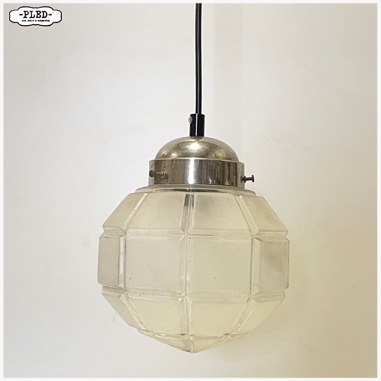 Art Deco lamp Jaren 30 Hanglamp, Ophalen, Gebruikt, E27 (groot), Glas