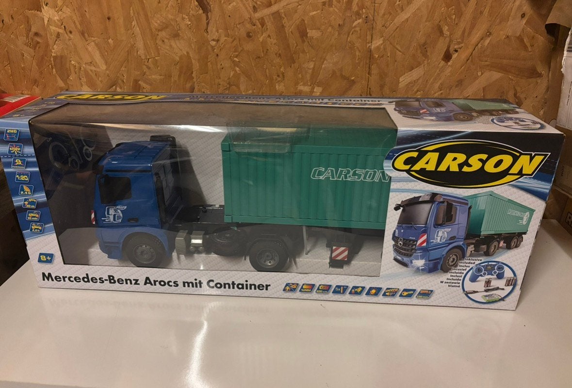 Carson 1:20 RC Mercedes-Benz Arocs met Container en Trailer, Ophalen of Verzenden, Nieuw, Afstandsbediening