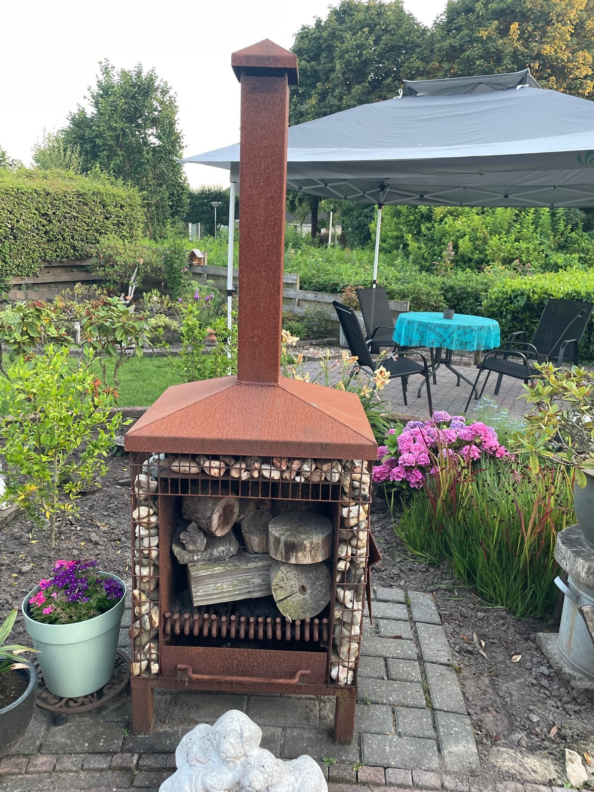 Robuuste Cortenstaal Vuurton met Houtopslag, Ophalen, Gebruikt, Vuurton