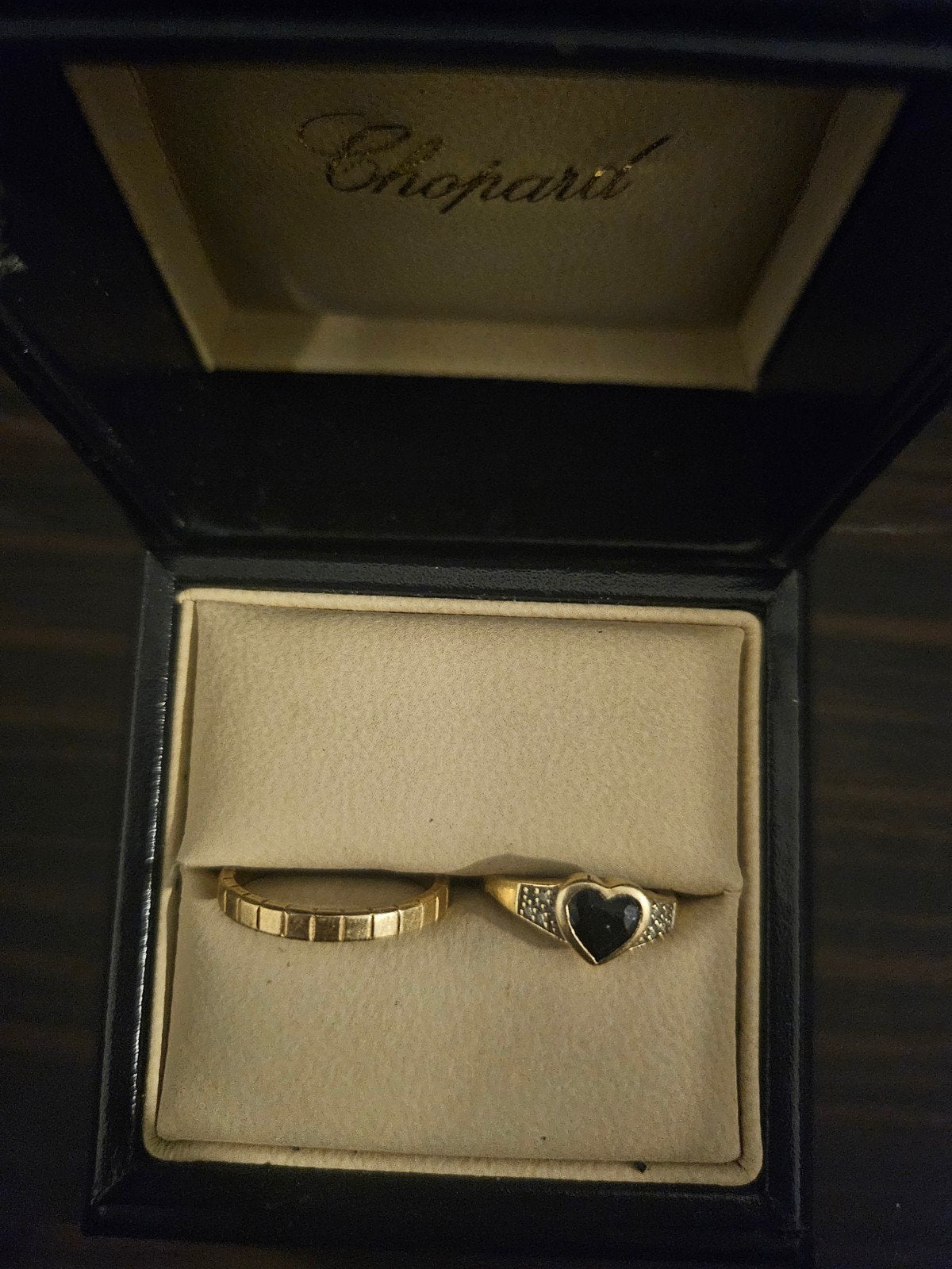 Chopard gouden ringen set met hartvormige edelsteen, Ophalen, Gebruikt, Met edelsteen, 17 tot 18