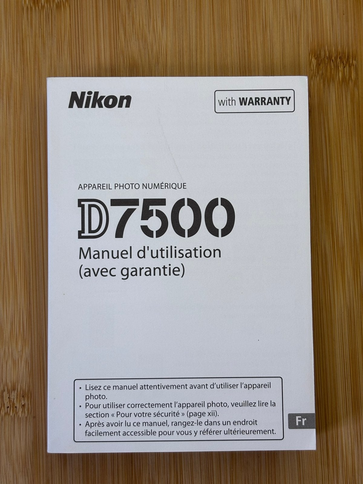 Nikon D7500 Handleiding franstalig, Ophalen of Verzenden, Zo goed als nieuw, Nikon, Geen optische zoom