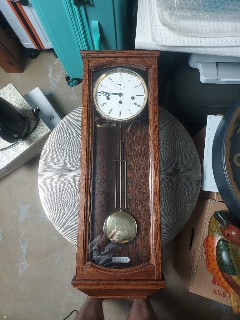 Warmink regulateur wandklok, Huis en Inrichting, Woonaccessoires | Klokken, Gebruikt, Wandklok, Met slagwerk, Met slinger, Overige merken