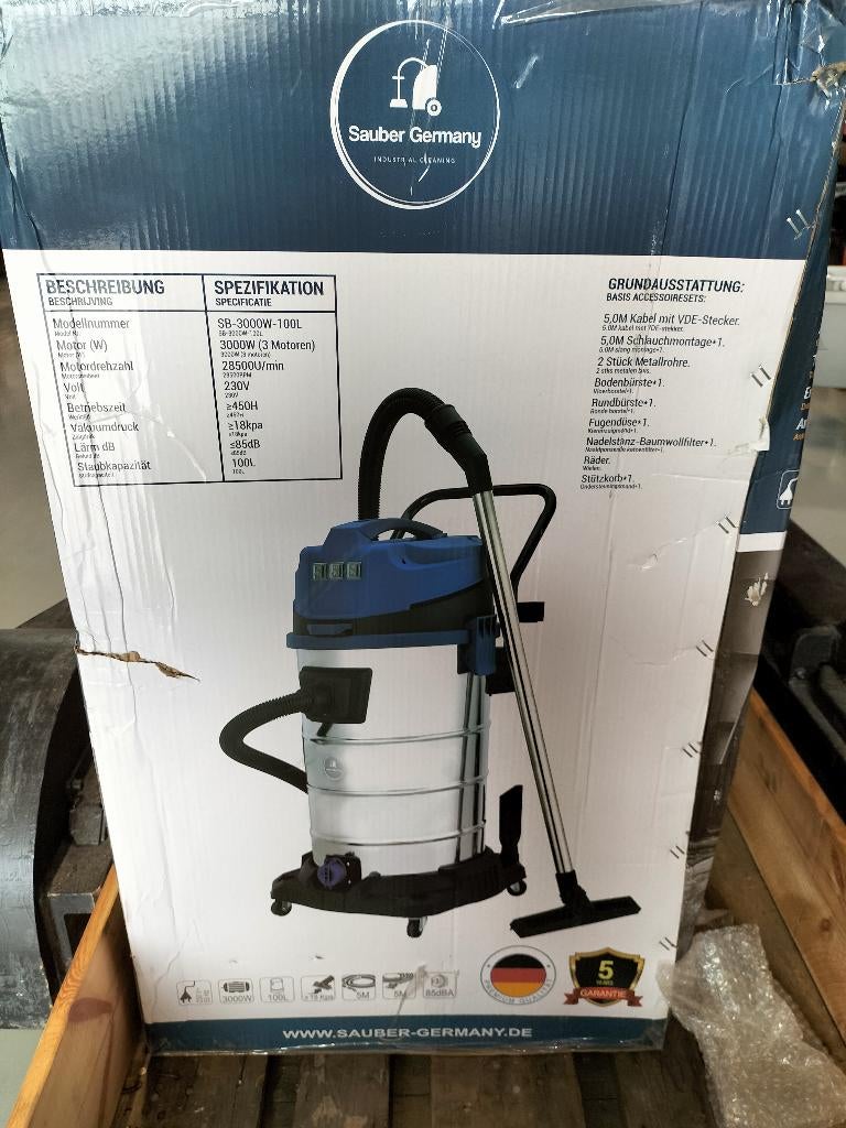 Nieuw, Sauber SB-3000W Industriële Nat/Droogzuiger 100 liter, Overige merken, Nieuw, Ophalen of Verzenden, Industriële stofzuiger