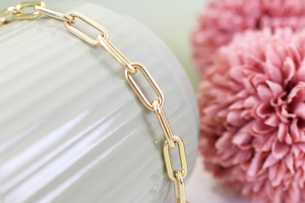 14 Karaat Gouden Closed Forever Armband Paperclip Schakel, Ophalen of Verzenden, Zo goed als nieuw, Goud, Goud