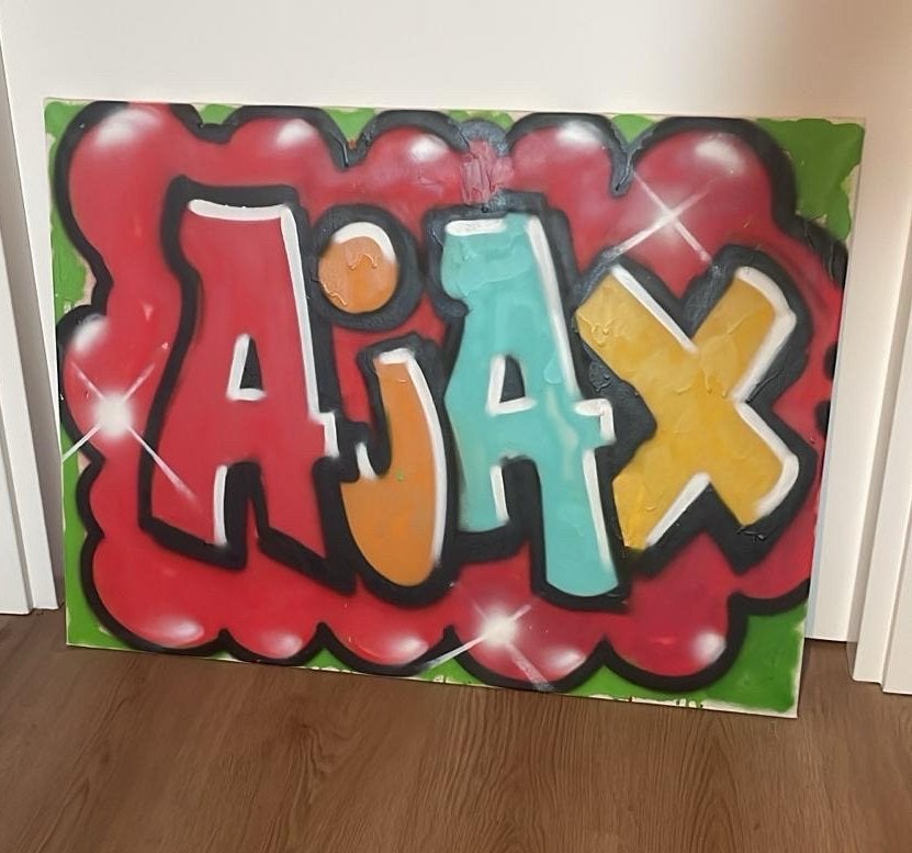 Ajax schilderij, Ophalen, Op houten frame