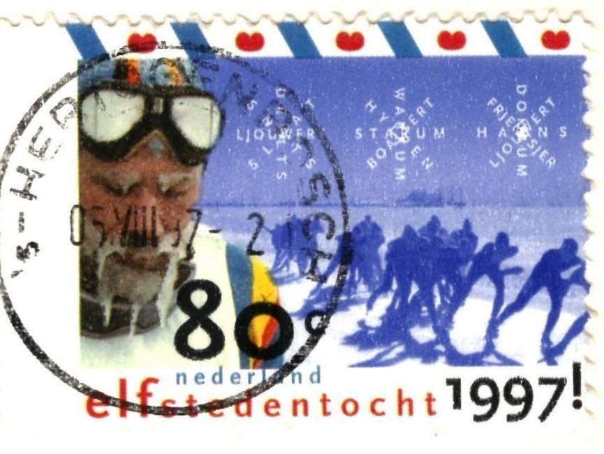 993134 Gemert De Rooi en de Grûn skut, zegel Elfstedentocht, Verzamelen, Ansichtkaarten | Nederland, Ophalen of Verzenden, 1980 tot heden