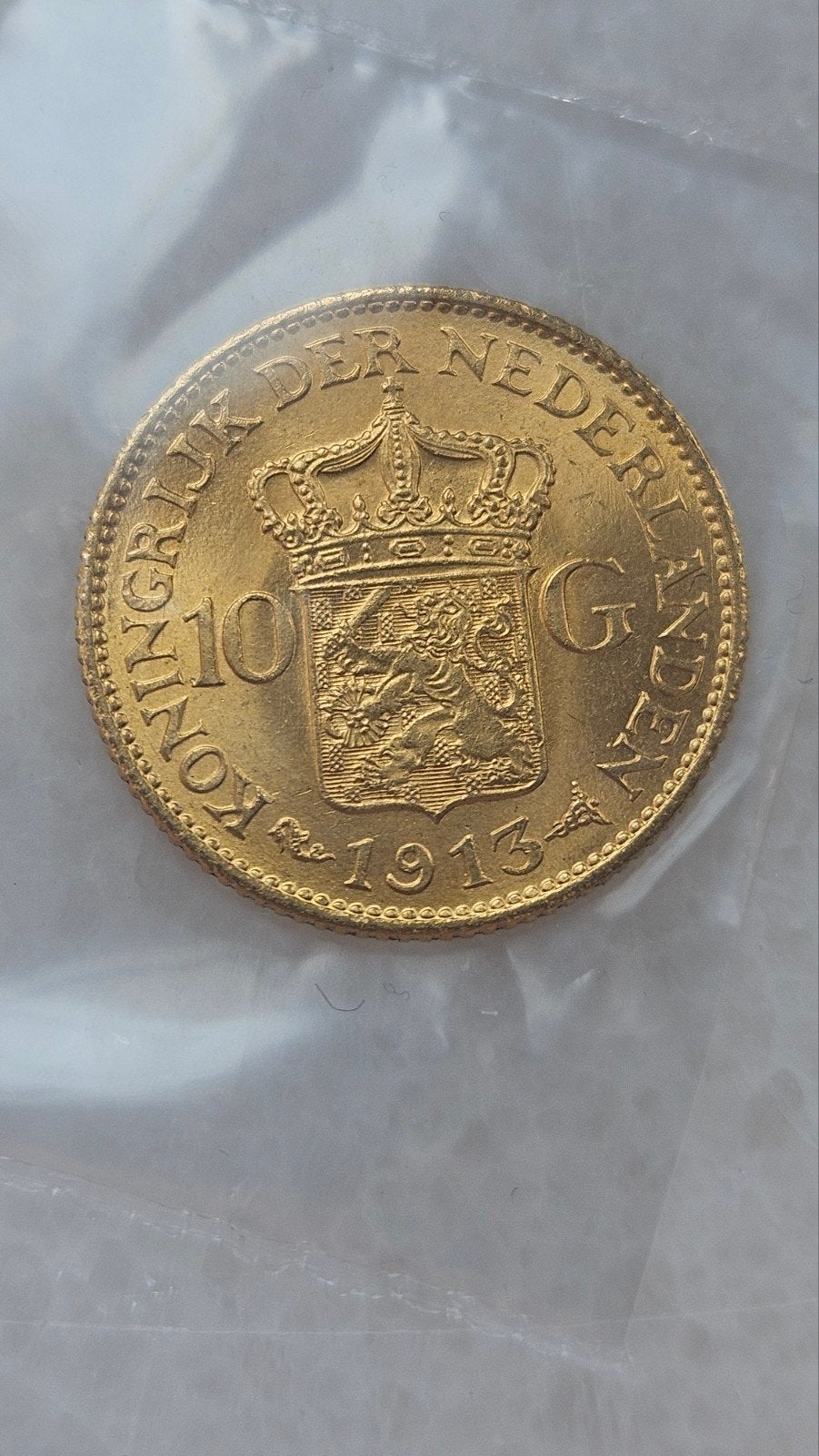 Gouden tientje 1913, Ophalen of Verzenden, Koningin Wilhelmina, 10 gulden, Goud