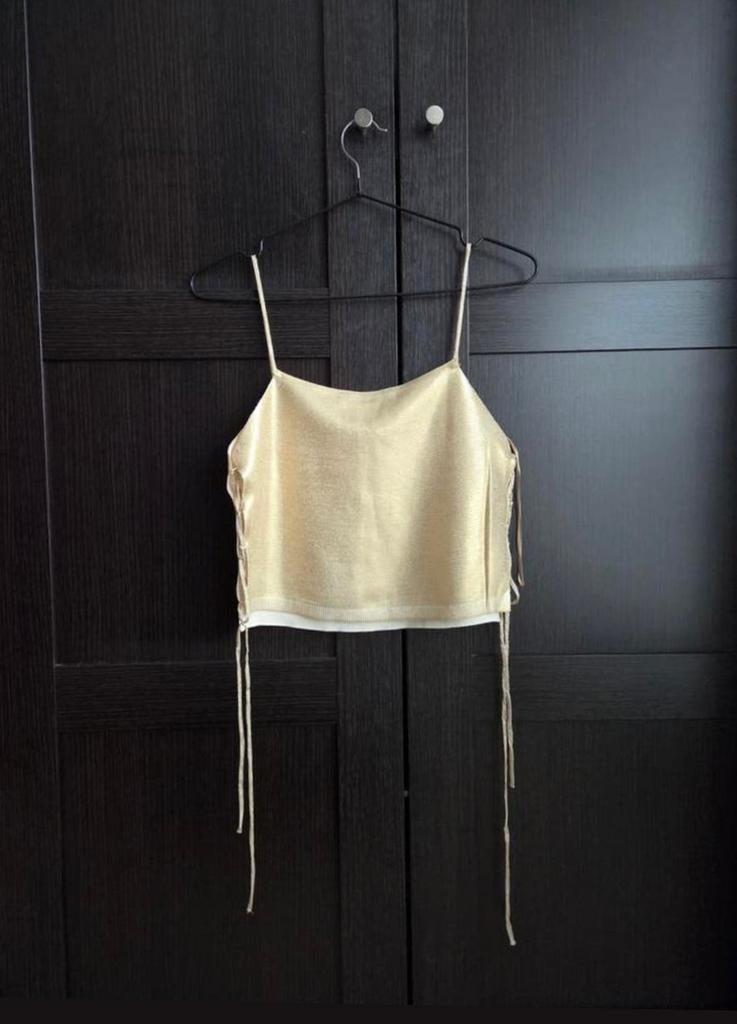 Zara top goud coated fijn gebreid M 38 niew ibiza party boho, Maat 38/40 (M), Overige kleuren, Zara, Nieuw