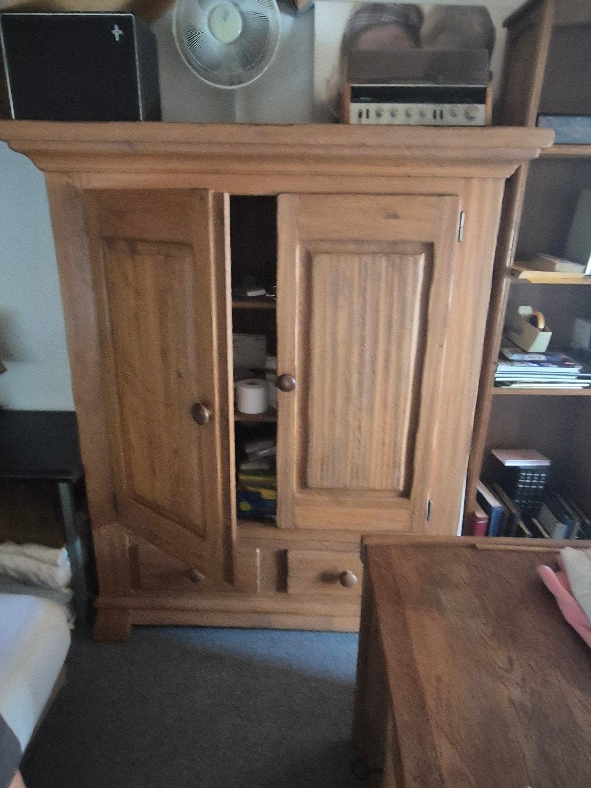 Massief houten kast met lades en deuren, Ophalen, Gebruikt, Klassiek landelijk, 150 tot 200 cm
