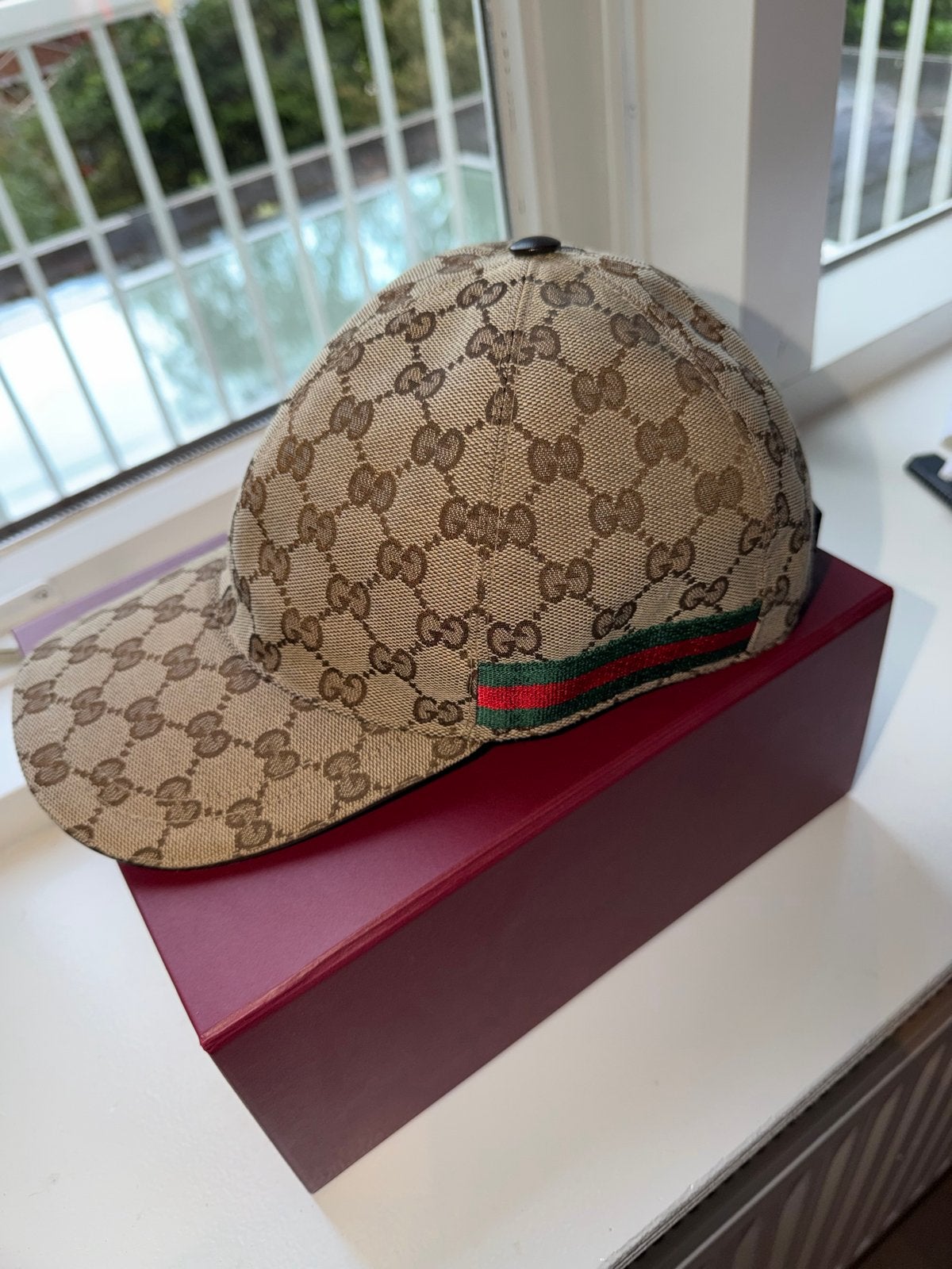 Gucci GG Supreme Baseball Pet met Web-streep, Ophalen of Verzenden, Gedragen, One size fits all, Pet