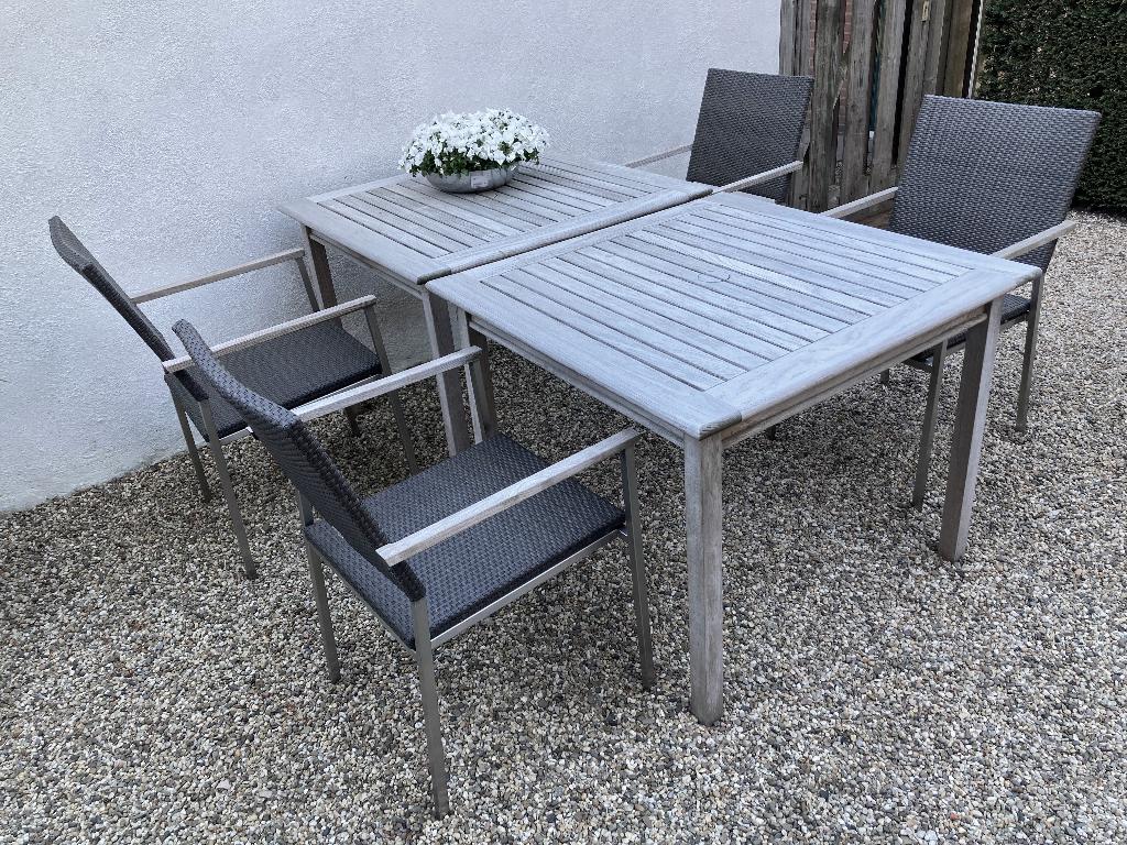 Complete tuinset van teakhout, Ophalen, 4 zitplaatsen, Gebruikt, Teakhout