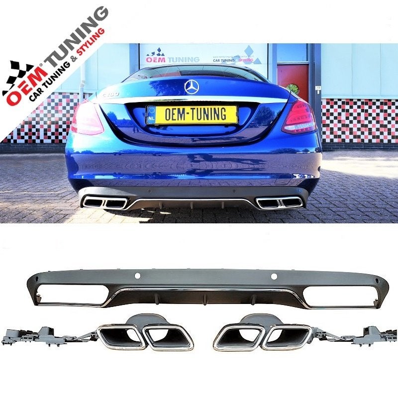 Diffuser W205 S205 C63 Style 14‑18 Chrome Std Bumper, Ophalen of Verzenden
