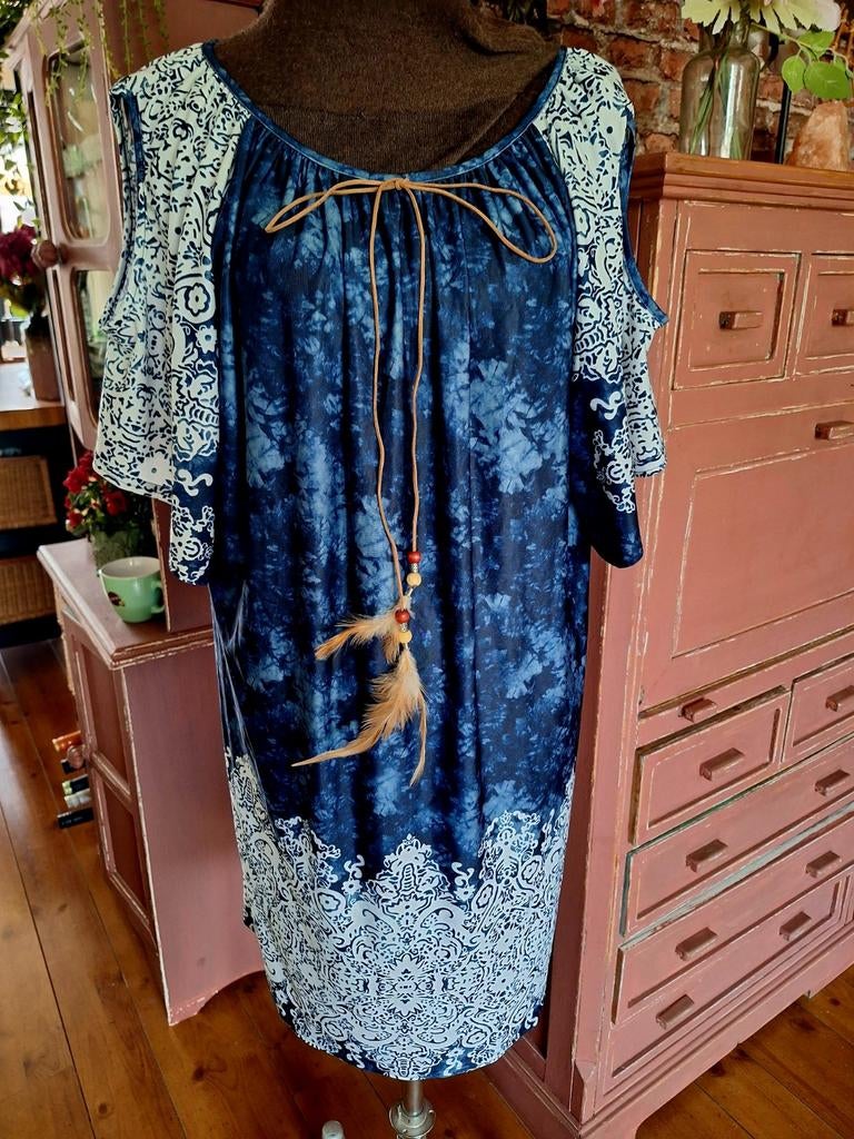 Jurk xl xxl kreukvrij stretch, Kleding | Dames, Jurken, Blauw, Maat 46/48 (XL) of groter, Ophalen of Verzenden, Zo goed als nieuw