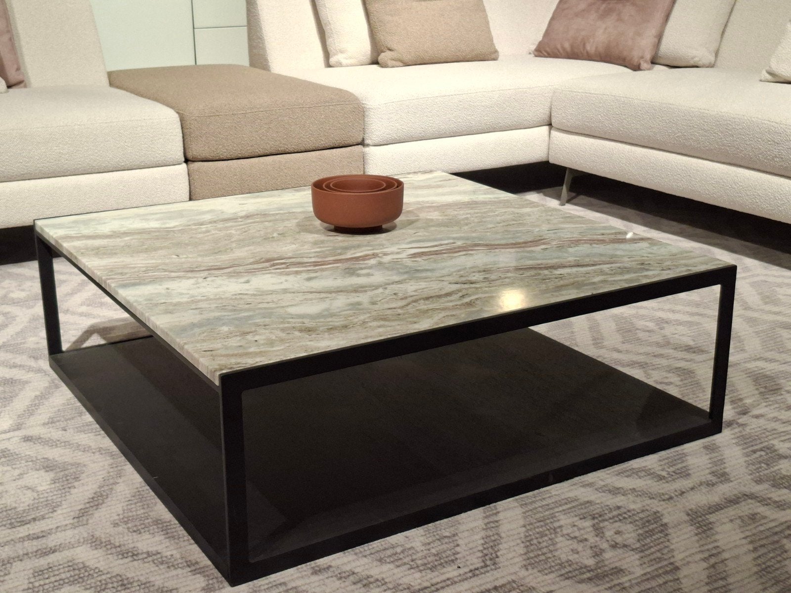 Showroommodel Enzo Luca Salontafel Isis Marmer 100x100cm, Ophalen, Rond, 50 tot 100 cm, Metaal