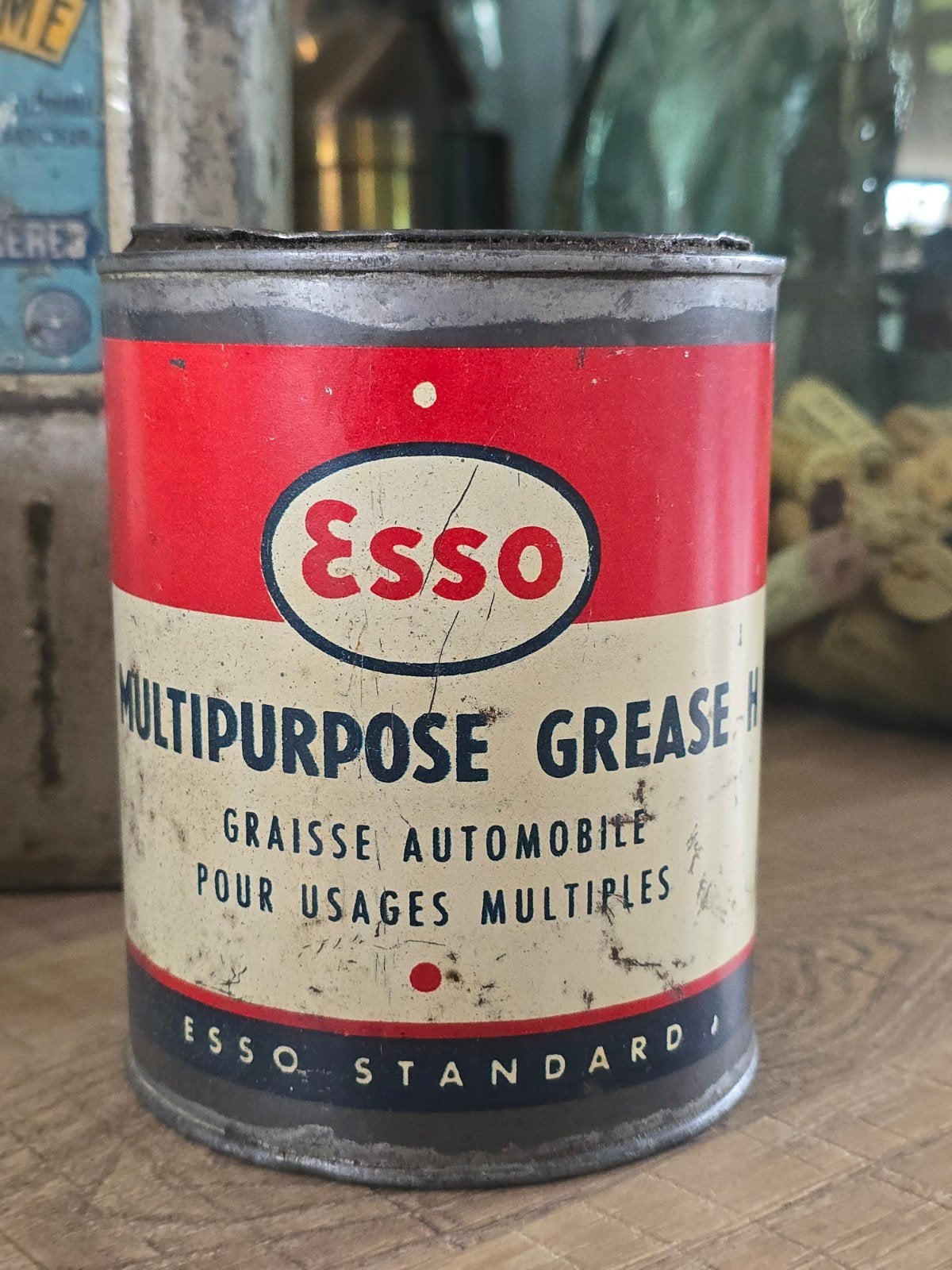 vintage Esso multi-purpose grease blik uit de periode 1950, Ophalen of Verzenden, Gebruikt, Overige