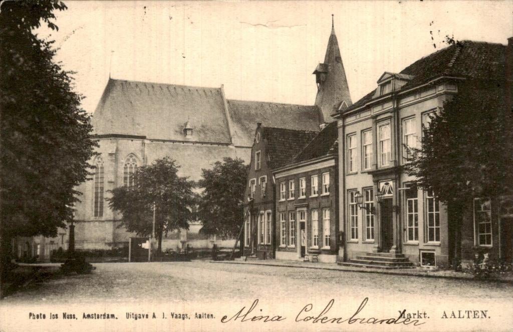 Aalten - Markt - Kerk, Verzamelen, Ansichtkaarten | Nederland, Gelopen, Gelderland, Voor 1920, Ophalen of Verzenden