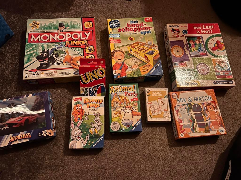 Diverse spellen: Monopoly Junior, Uno, Ravensburger & meer, Hobby en Vrije tijd, Een of twee spelers, Ophalen, Gebruikt