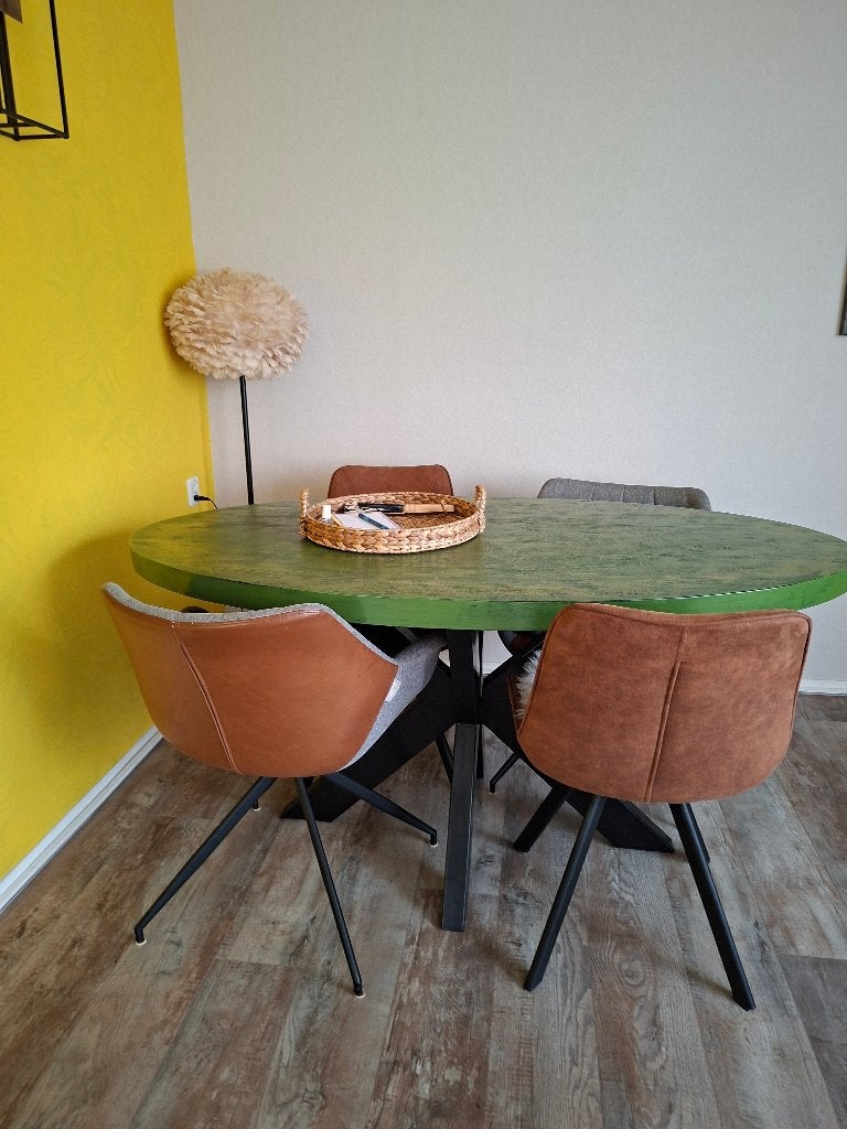 Ovale Mango eettafel 160x90, Huis en Inrichting, Ophalen, 50 tot 100 cm, Zo goed als nieuw, 150 tot 200 cm
