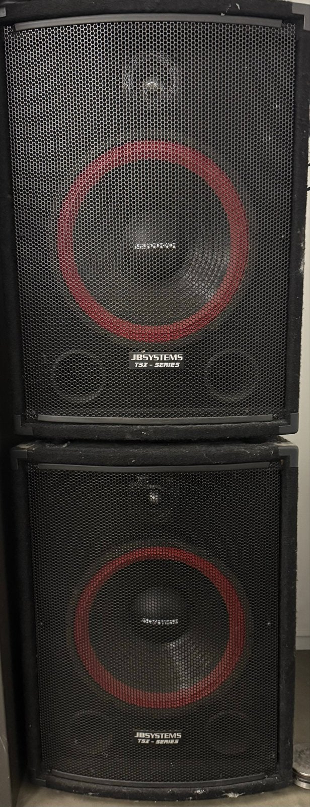 JB Systems TSX-serie passieve luidsprekers (2 stuks), Vloerstaande luidspreker, Gebruikt, Inclusief kabels, Ophalen