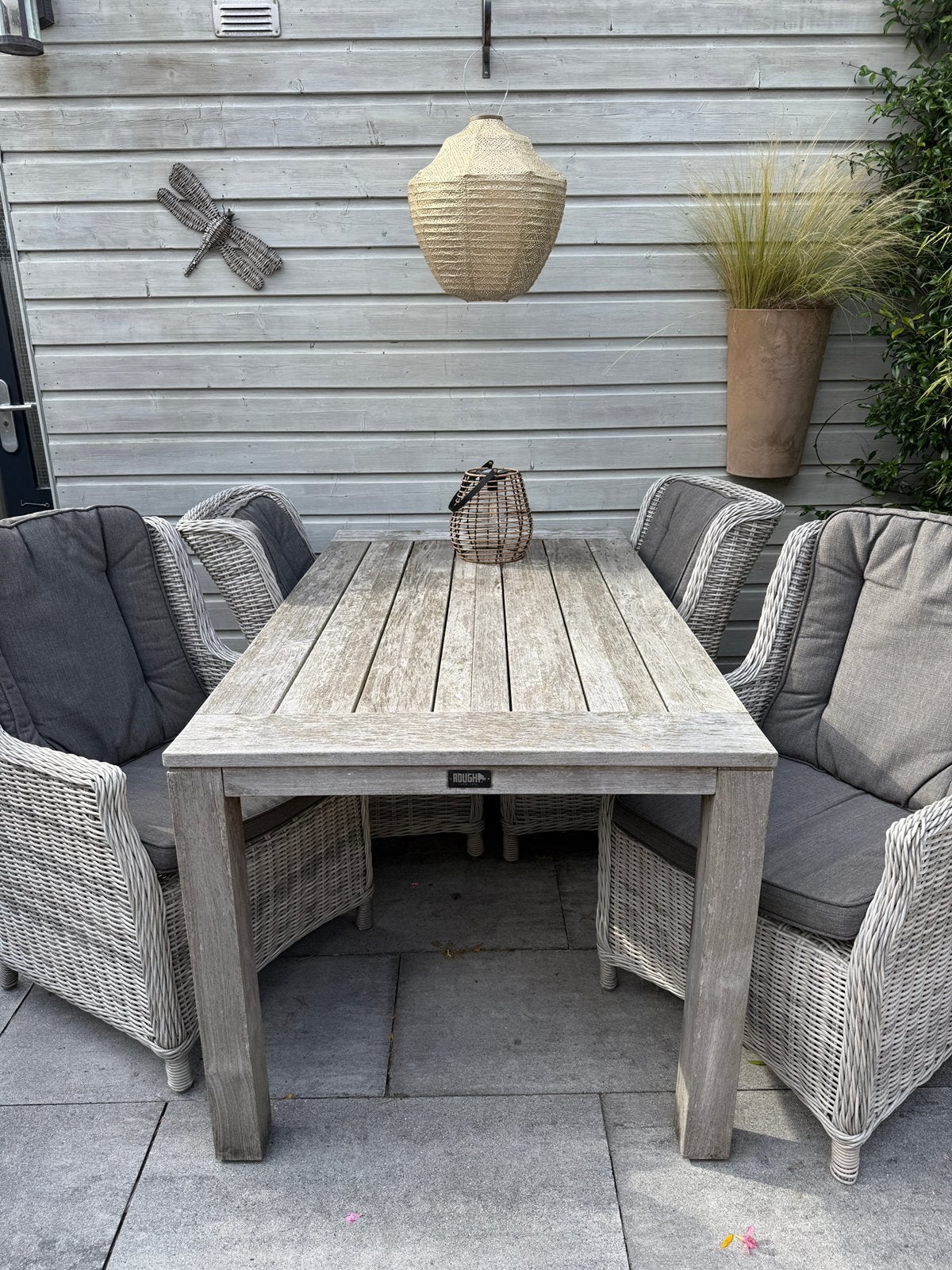 Tuinset met hard houten tafel merk Rough furniture, Ophalen, Zo goed als nieuw