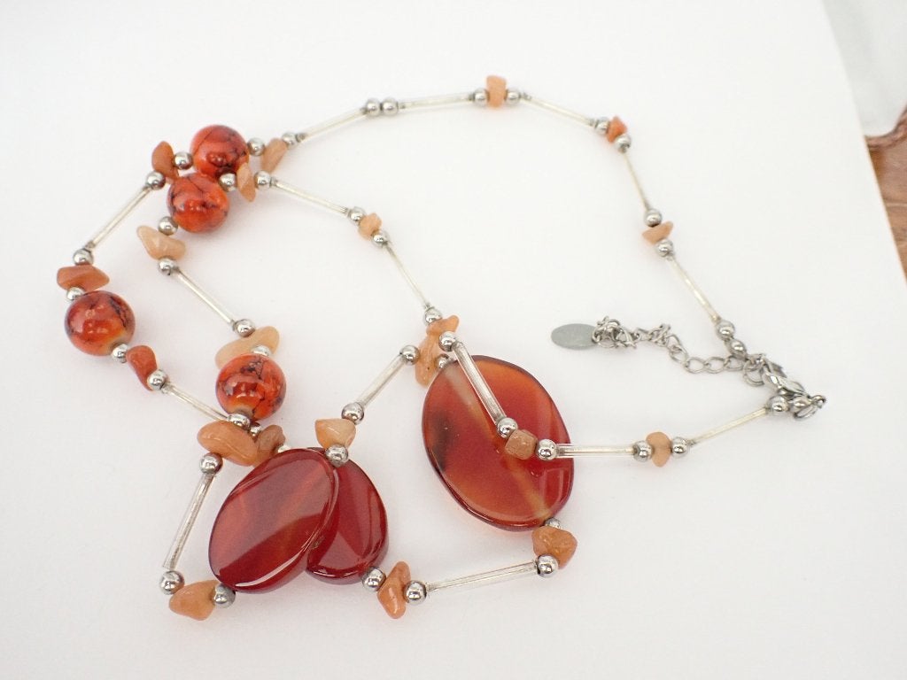 Mooie ketting met grote agaten, Verzenden, Zo goed als nieuw, Overige materialen, Met edelsteen