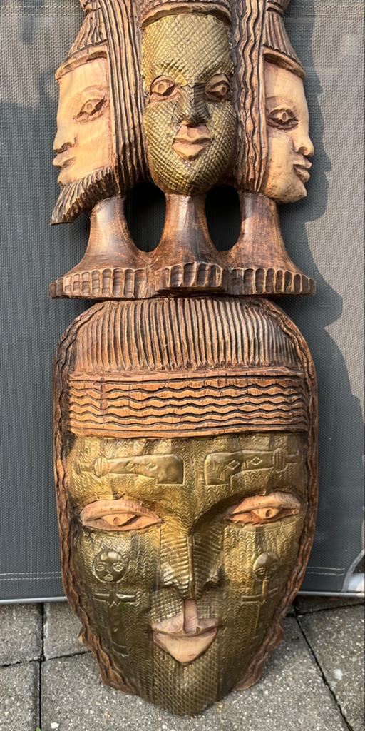Uniek handgesneden houten kunstwerk uit Ghana, Houtsnijwerk, Handgemaakt, Hout, Overige stijlen