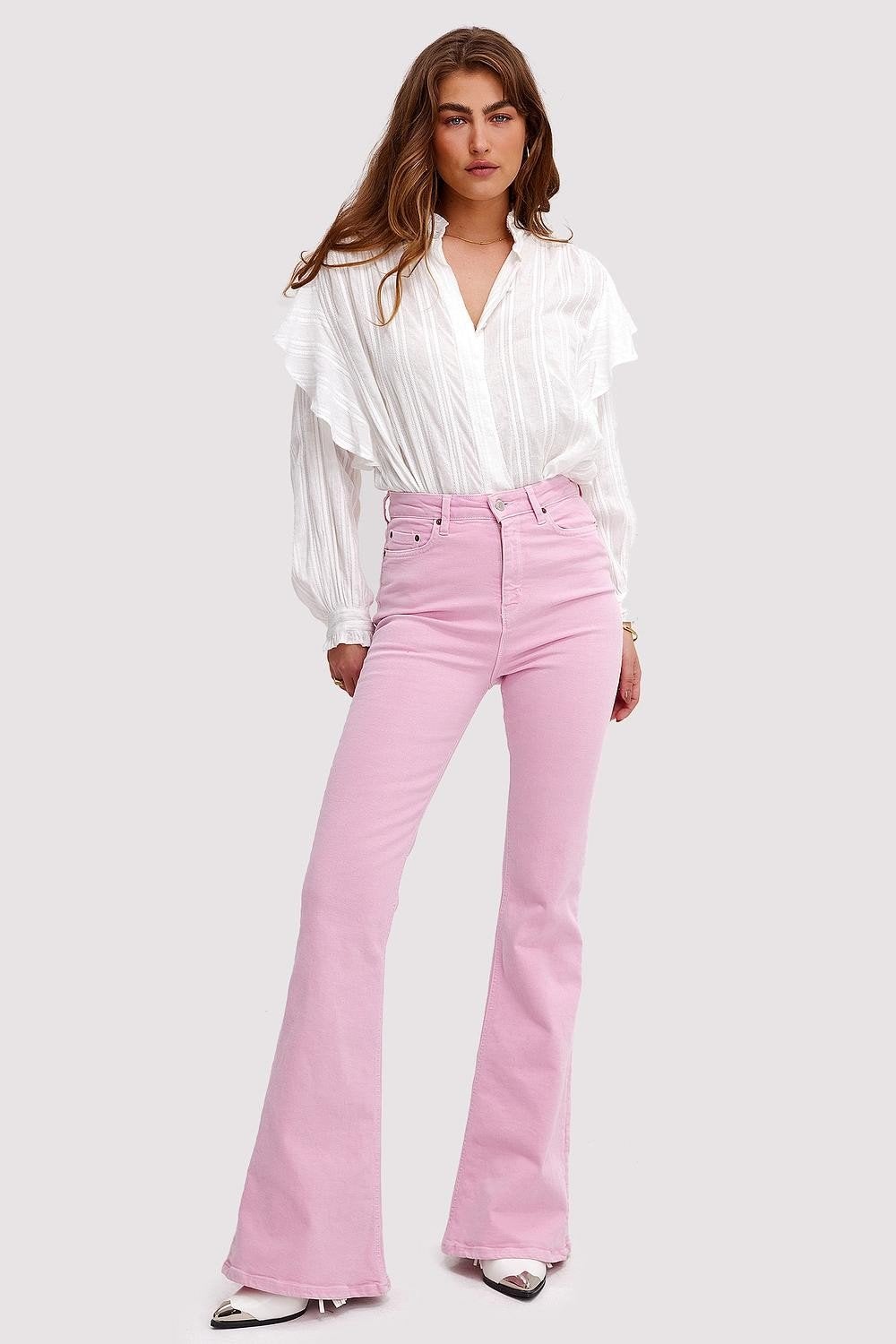 Loavies Fearless Flared jeans roze spijkerbroek mt S zgan, Overige kleuren, Ophalen of Verzenden, W28 - W29 (confectie 36), Loavies