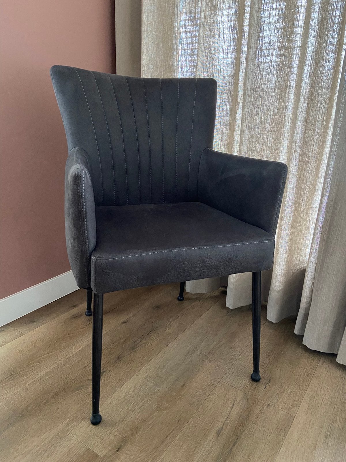 2 eetkamerstoelen antraciet, Ophalen, Zo goed als nieuw, Grijs