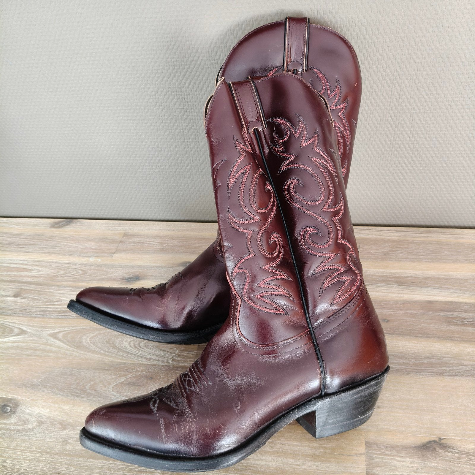 Prachtige Boulet rood aubergine kleurige cowboylaarzen mt 9, Hoge laarzen, Overige kleuren, Verzenden, Zo goed als nieuw