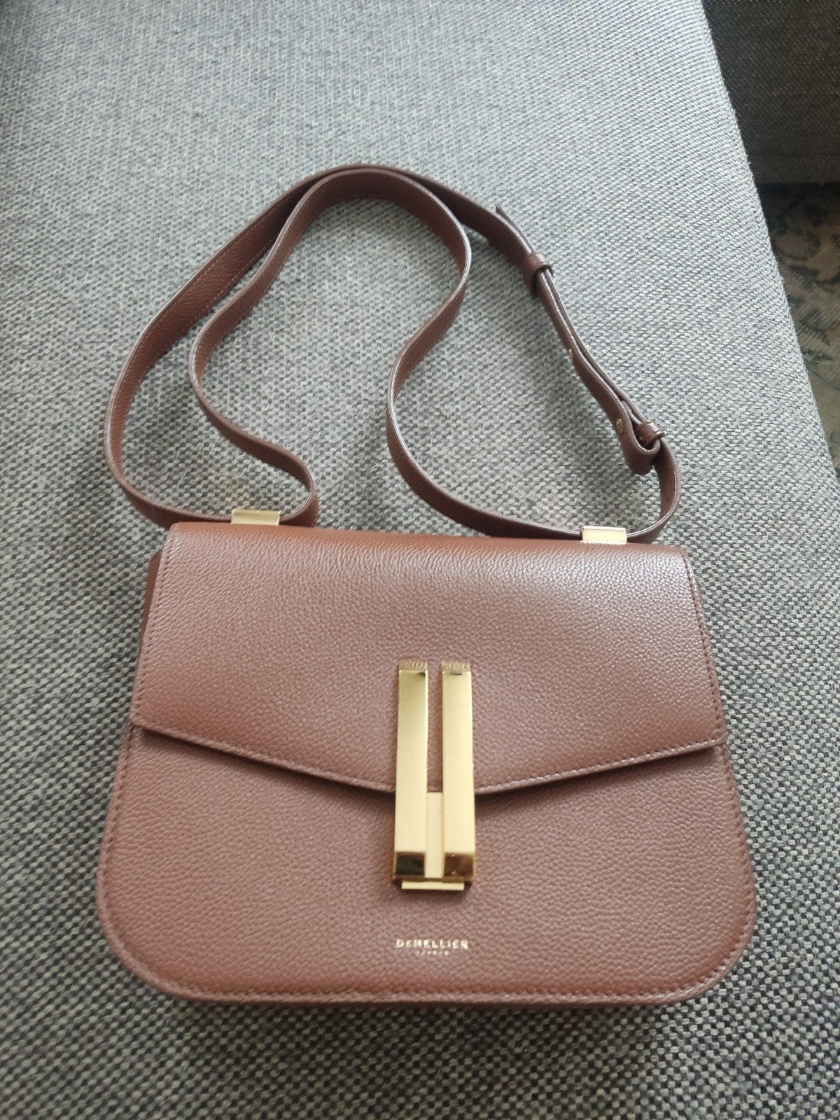 Demellier London The Vancouver bag brown grain leather, Ophalen of Verzenden, Zo goed als nieuw, Bruin, Handtas