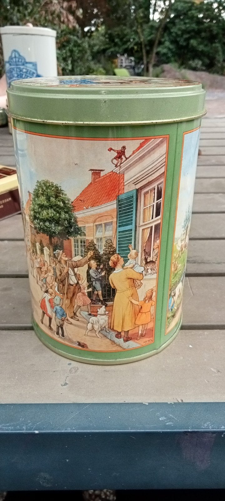 Vintage blik A.P.O. Rosenberg D.E. Jodenkoeken C. Jetses, Ophalen of Verzenden, Gebruikt, Koek(jes), Overige merken