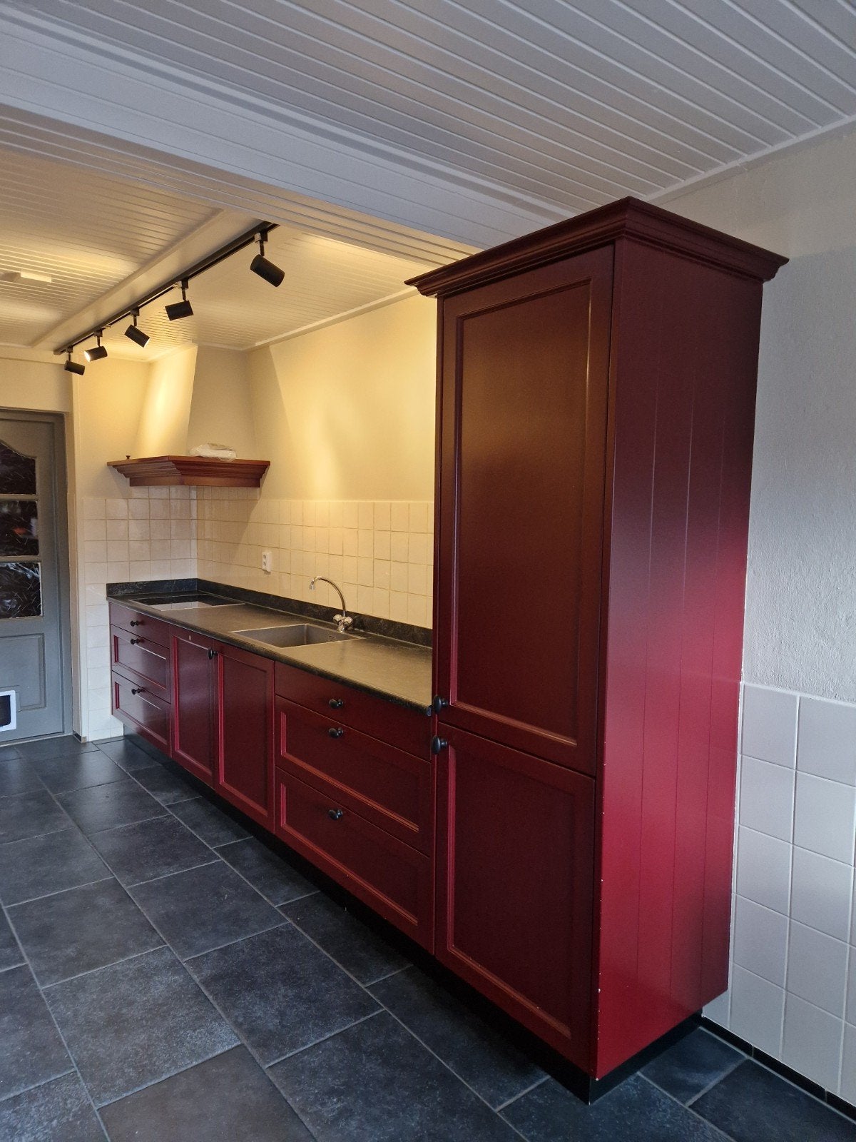 Complete keuken met Miele inductie kookplaat en afzuigkap, Ophalen, Gebruikt, Overige kleuren, Enkelwandige keuken